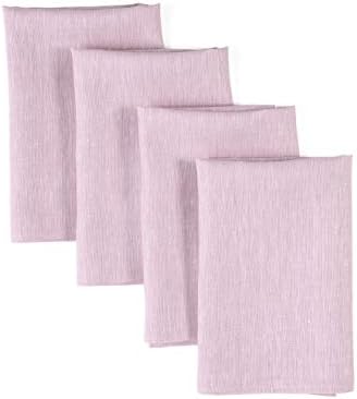 Solino Home 100% Pure Linen Napkins Pink Woven, Athena 20 x 20 in, Set of 4 by SolinoHome