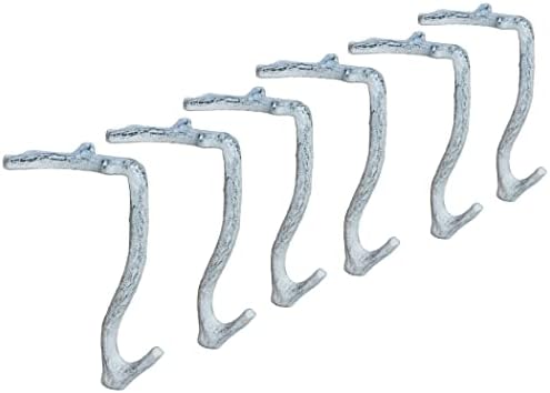 Lulu Decor,100% Cast Iron 8" Antique White Branch Mantel Stocking Holders with Rubber Base for Better Grip, can Hold Upto 9 lbs, Natural Beautiful Shape, Simple Sophisticated Design (6 Pcs) by LuluDecor