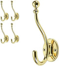 AVICCI 5 Pack Coat Hooks Polished Gold Coat Hook,Heavy Duty Hooks Decorative Wall Hooks for Bathroom Bedroom Kitchen Towel Robe Clothes Cabinet Closet Bathroom Hardware by Home