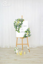Pack of 2 Artificial Flowers for Backdrop Decoration, Wedding Arch Flowers,Reception Welcome Sign, Eucalyptus Garland, Suited to Aisle Decor and Wedding Arches（White Green） - Image 3