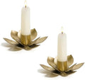 NIKKY HOME Vintage Gold Lotus Taper Candle Holders Set of 2, Floral Decor by NIKKYHOME