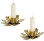 NIKKY HOME Vintage Gold Lotus Taper Candle Holders Set of 2, Floral Decor by NIKKYHOME