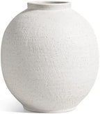 Small White Ceramic Vase - 6.3 Inch Rustic Farmhouse Flower Vase for Home Decor, Minimalist Vases for Living Room, Table, Bathroom, Holiday & Weddings (Sandstone White) - Image 6