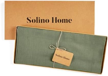 Solino Home 100% Pure Linen Table Runner Oil Green Long, Fete 14 x 144 in - Image 5