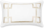 Hofdeco Premium Coastal Patio Indoor Outdoor Lumbar Pillow Cover Only, 12"x20" Water Repellent for Backyard, Couch, Neutral Tan Embroidered Frame Greek Key - Image 6