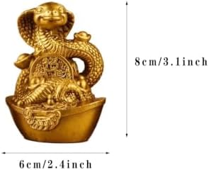 Brass Snake Statues Chinese Feng Shui Zodiac Statue Small Lucky Figurine Animal Sculpture Ornament for Home Office Decor (Snake) - Image 2