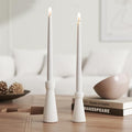 Taper Candle Holders Set of 2, White Ceramic Candlestick Holder Decor by SCBLOOM
