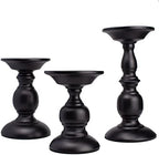 BANOMII Black Pillar Candle Holders Set of 3, Vintage Candle Holder for Table Centerpiece & Fireplace Decor, Decorative Antique Candle Stand for Dining & Living Room Decoration - Image 7