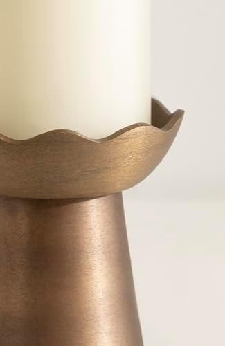 Kate and Laurel Alessia Modern Two-Piece Candle Holder Set, Set of 2, Antique Brass, Transitional Wavy Metal Candle Holders for Wax or Flameless Candles for Entryway or Living Room Decor - Image 5
