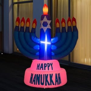 AJY 3.5-Foot Hanukkah Candlestick Inflatable Decor with LED Indoor and Outdoor Patio Lawn Inflatable Hanukkah Decorations - Image 4