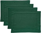 Solino Home 100% Linen Placemats Rainforest Hemstitch, 14 x 19 in, Set of 4 by SolinoHome