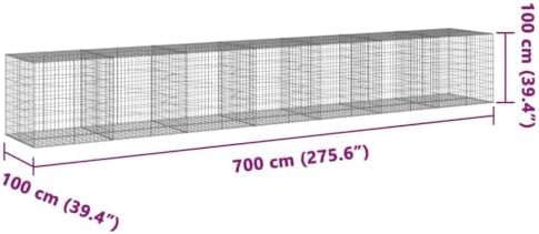 vidaXL Gabion Basket with Cover 275.6"x39.4"x39.4" Galvanized Iron - Image 3