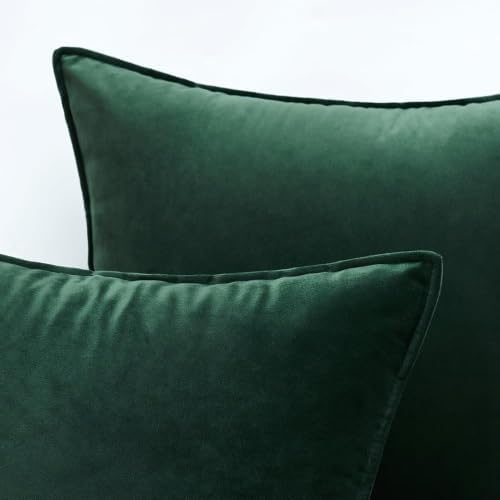 MIULEE Decorative Army Green Velvet Euro Sham Throw Pillow Covers 28x28 in - Image 2