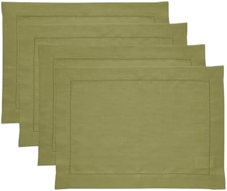 Solino Home 100% Pure Linen Woven Placemats Avocado, 14 x 19 in, Set of 4 by SolinoHome
