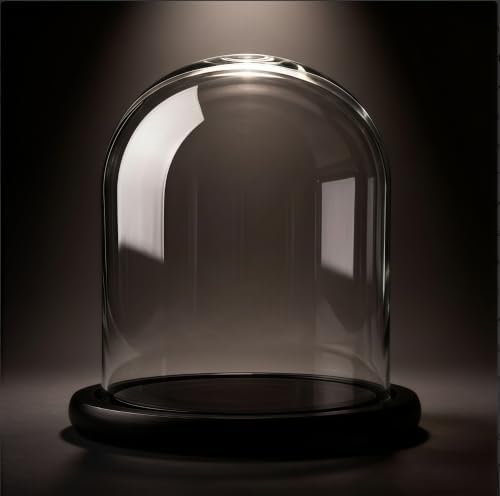 Glass Cloche Bell Jar Display Dome 6x7 Inch, Clear High Borosilicate Glass Bell Jar with Black Wooden Base, Dustproof Display Case for Plants Candles Jewelry Home Wedding Decor - Image 2