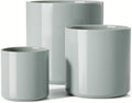 LE TAUCI 10+8+6 Inch Ceramic Pots for Plants, Indoor Planters with Drainage Hole and Plug, Modern Cylinder Flower Pots Set of 3 for Living Room and Bedroom, Glossy, Mist Gray by LETAUCI