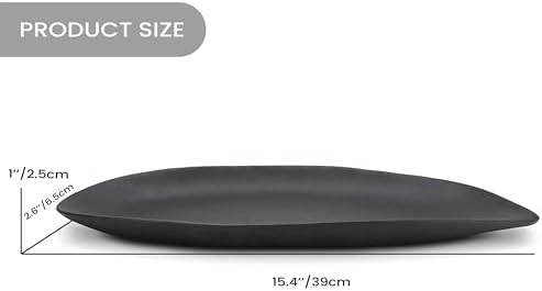 BANOMII Leaf Decorative Bowl for for Home Decor, 15.5'' Long Resin Bowl for Key Purse Candle, Decorative Tray for Kitchen Counter Entryway Dining Coffee Table Centerpiece, Black, Medium - Image 2