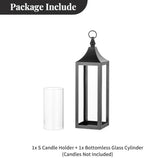 NUPTIO Black Metal Outdoor Lantern: Hurricane Glass Candle Holder for Porch - Image 5
