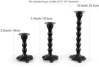 AIM & GGKK Black Candlestick Holders Set of 3, Premium Metal Taper Candle Holders with Elegant Petal Base & Beaded Column Design, Matte Black Finish for Table Centerpiece Wedding Party Home Decor - Image 2