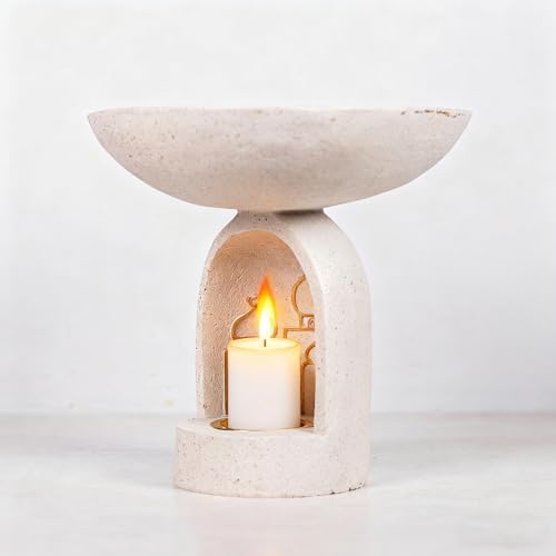 Mosque-Themed Decorative Resin Candlestick, White, Dome-Shaped, Gold-Trimmed - Image 2