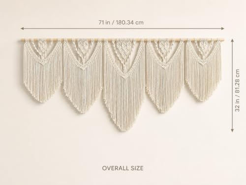 oiikain Extra Large Macrame Wall Hanging, 5-Piece Boho Decor, 73 x 32 Inch - Image 2