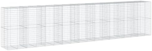 vidaXL Gabion Basket with Cover - Galvanized Iron, 354.3"x39.4"x78.7" for Landscaping & Outdoor Decoration by vidaXL