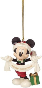 Lenox Ornaments, 2025 Mickey Mouse Merry Christmas Ornament, Porcelain with Gold Cord for Tree Decoration, Christmas Decorations, Winter Tree Ornaments, Winter Decor, Mickey Mouse Design (1 Piece) by Lenox