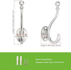 TUNNY Towel Hooks - 5 Pack Matte Nickel Brushed Coat Hook for Bathroom, Bedroom, Kitchen - Decorative Wall Hooks for Robe, Clothes, Cabinet, Closet - Bathroom Hardware - Image 2