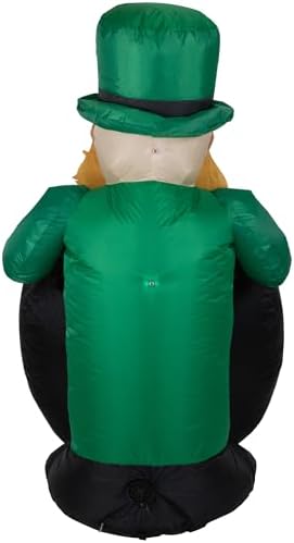 LED Lighted Inflatable Leprechaun with Pot of Gold St. Patrick's Day Outdoor Decoration - 4' - Image 6