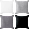 MONDAY MOOSE Decorative Throw Pillow Covers Cushion Cases, Set of 4 Soft Velvet Modern Designs, Mix and Match for Home Decor, Pillow Inserts Not Included (18x18 inch, Black/White) by MondayMoose