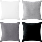 MONDAY MOOSE Decorative Throw Pillow Covers Cushion Cases, Set of 4 Soft Velvet Modern Designs, Mix and Match for Home Decor, Pillow Inserts Not Included (18x18 inch, Black/White) by MondayMoose