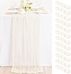 Ivory Cheesecloth Table Runner Farmhouse Fall Table Runner 10ft, 12 Pack by MLMC
