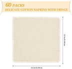 Pesonlook 60 Pcs Natural Cotton Linen Napkins with Fringe, 16x16 Inches - Image 3