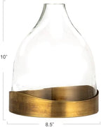 Creative Co-Op Sophisticated Glass Cloche with Metal Tray, Clear and Antique Brass - Image 2