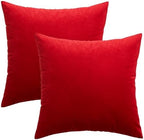 MIULEE 26x26 Inch Pack of 2 Euro Velvet Throw Pillow Covers Bright Red - Image 6