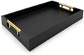 Luxury Black Ottoman Tray with Gold Handles – 12x17 Large Decorative Serving Tray for Coffee Table, Couch, Breakfast in Bed & Home Décor – Modern Wood Display Tray by Unknown