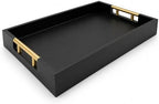 Luxury Black Ottoman Tray with Gold Handles – 12x17 Large Decorative Serving Tray for Coffee Table, Couch, Breakfast in Bed & Home Décor – Modern Wood Display Tray by Unknown