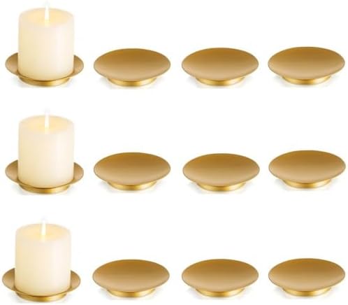 Iron Pillar Candle Holder: 4.25" Gold Candle Tray and Plate by CreatedforWeddingsandHome