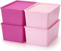 Menkxi 4 Pcs Storage Bins with Lids, Dark Pink, Light Pink, Large by Menkxi