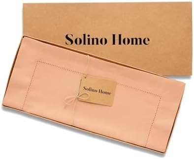 Solino Home Cotton Linen Dining Table Runner Peach Hemstitch, 14 x 108 in - Image 4