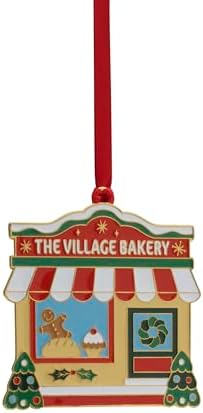 Wallace 2025 Gold-Plated Enamel Christmas Village Bakery Ornament - 2nd Edition Annual Collectible Series - 24K Gold Back, Dated, Gift Box and Velvet Pouch Included - Image 5