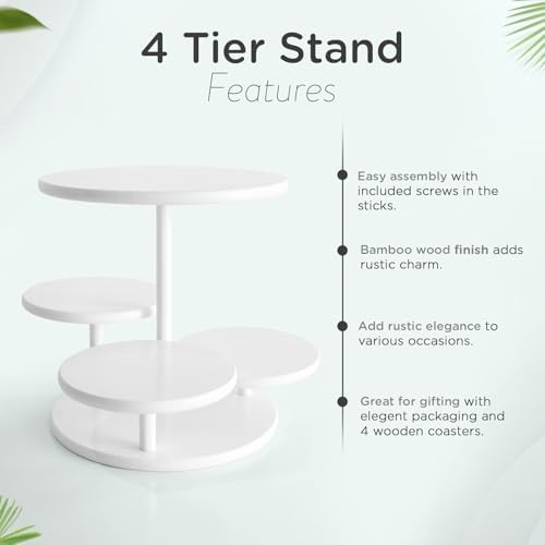 4 Tier Cupcake Stand, Halloween Cupcake Tier Stand 50 Cupcakes, Set of 4 Free Coasters, Cake Stands for Party, Birthday, Ideal for Tiered Cupcake Stand and Tiered Cake Stand Enthusiasts (White) - Image 4