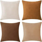 MONDAY MOOSE Decorative Throw Pillow Covers Cushion Cases, Set of 4 Soft Velvet Modern Designs, Mix and Match for Home Decor, Pillow Inserts Not Included (22x22 inch, Brown/Beige) by MondayMoose