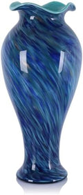 20in Tall Hand Blown Glass Vase Unique Ruffle Wide Mouth Vases, Elegant Modern Glass Flower Decorations Vase, Beautiful Colorful Vases for Home Living Room Bookshelves Wedding High End Centerpieces by LCCCK