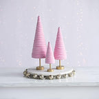 Pink Velvet Trees Pedestal Set of 3, Girl Nursery, Valentine Tree Tabletop, Coquette Room Decor, Cozy Gift for, Pastel Mantel Accent, Teen Room (Pink) - Image 3