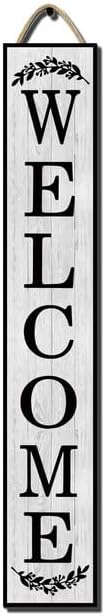48x8 Inch Rustic Farmhouse Large Vertical Welcome Sign for Front Porch - Wood Plank Set, Simple Style, Indoor & Outdoor Ready by Hilonret
