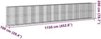 vidaXL Gabion Basket with Cover 452.8"x39.4"x78.7" Galvanized Iron - Image 3