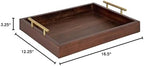 Kate and Laurel Lipton Decorative Wooden Tray with Metal Gold Handles, 16.5" x 12.25", Dark Walnut Brown and Gold - Image 6