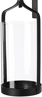 Hanging Hurricane Glass Wall Sconce Candle Holder Black Metal Wall Decorations Set of 2 HLJ15-291B2 - Image 4