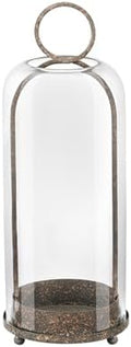 16" High Versatile Modern Metal Hurricane Lantern with Handmade Sturdy Glass Dome in Rustic Brown for Pillar Candle & Plants, Industrial, Farmhouse, Shabby Chic (Brown, 6.3:x16.5) by Unknown
